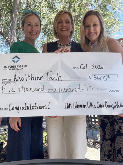 Donation Presentation to Healthier Tech. Pictured: Julie Fruman, Kara DeMelfi and Kailey Wood 