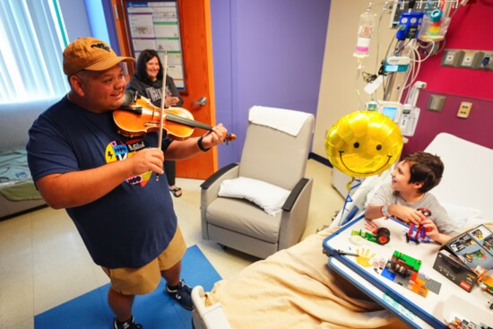 Children's Mercy patients enjoy visit from celebrities and musicians. Photo by Kyle Rivas