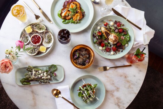 A spread of dishes prepared by Matthew Bousquet at 1799 at the Clifton