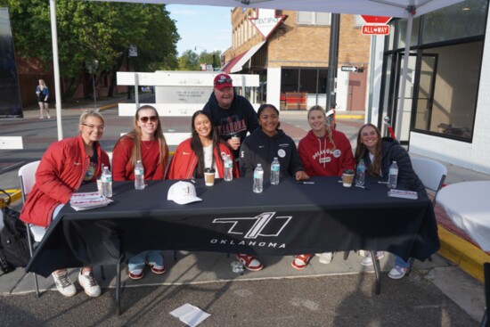 Members of the OU Softball team joined fans at 1Oklahoma’s tailgate to take photos and sign autographs.