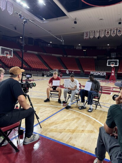 OU Men’s Basketball players enjoyed a fun game while shooting exclusive content for 1Oklahoma’s subscription platform, Boomer+.