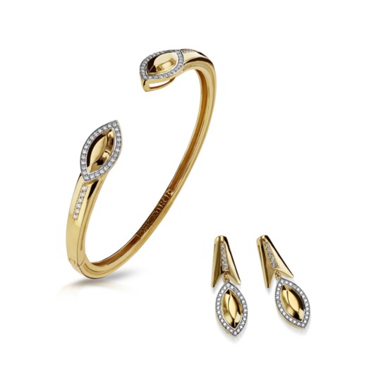 John Atencio   Elixir Gold Pave Diamond Bracelet and matching drop Earrings  $7,145 as pictured