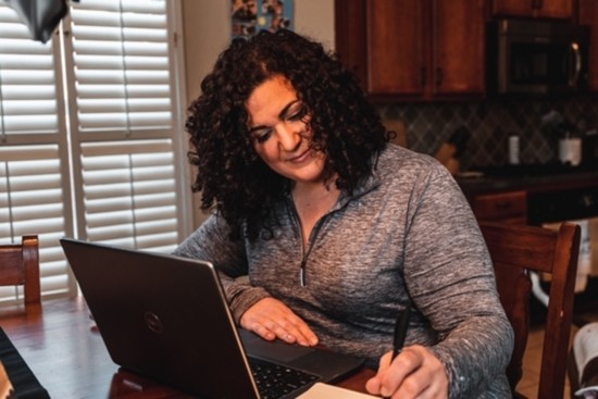 Working in her Home Office