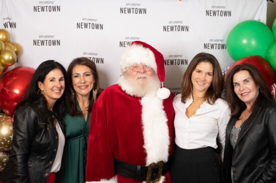 (L to R):  Keca Ward, Dana Weissenberg, Santa, Cyndi Peters, Christine Toy-Dragoni, 