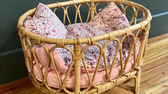 Baby Doll Basket Bed and Plush Floral Bedding