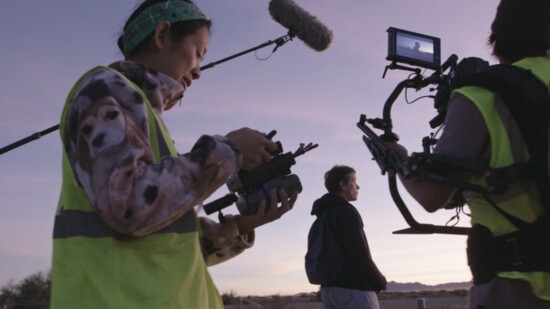 Director/Writer Chloé Zhao and Frances McDormand on the set of NOMADLAND. Photo Courtesy of Searchlight Pictures