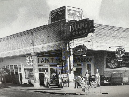 A 1940s photograph of the site of Capitol Glass Company 