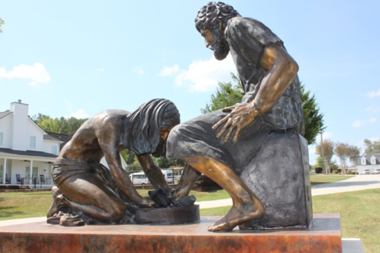 A Better Way's sculpture of Jesus washing the disciple's feet symbolizes the ministries dedication to serving others.  