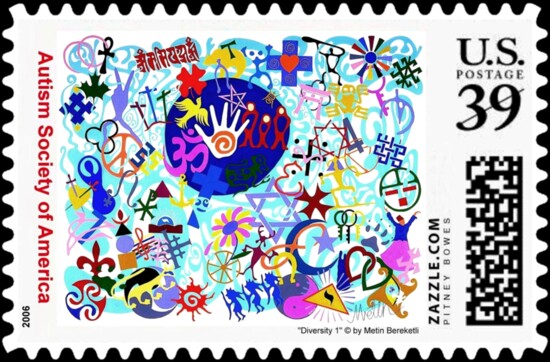 "Diversity 1", postage stamp for The Autism Society of America