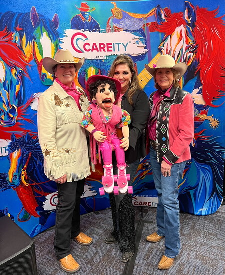 Beverly Branch, Ventriloquist Gloria Gilbert-Barron, and Lyn Walsh