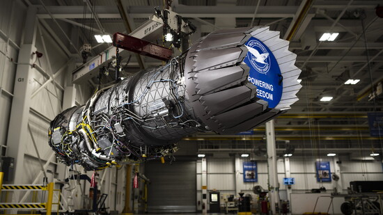 The F135 engine, manufactured by Pratt & Whitney. 