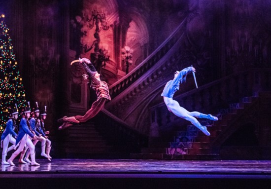 The Mouse King and the Nutcracker battle in Tulsa Ballet's "The Nutcracker." 