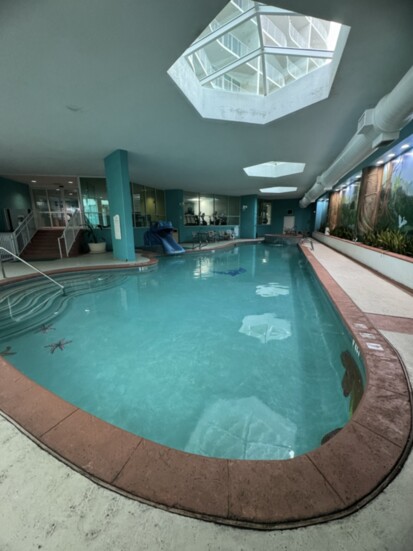 One of the two indoor heated pools