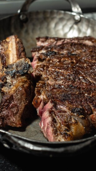 Perfectly cooked ribeye