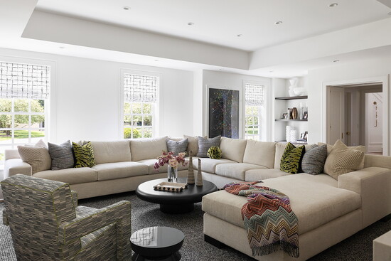 Even though this room is mostly neutrals, the colored and textured accents make it feel vibrant.