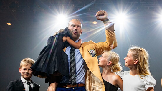 Joe celebrates the milestone with his children