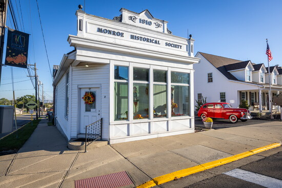 The 1910 Building started as a general store + now houses the Monroe Historical Society.