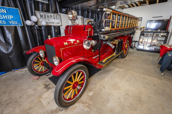 A fully restored 1924 Monroe fire engine is on display at the Chickahominy House.