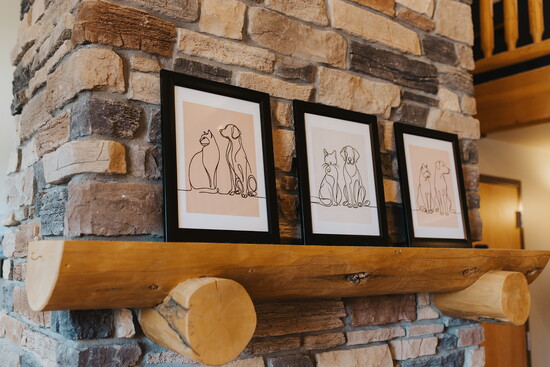 A warm welcome - line art portraits of four-legged friends greet clients the moment they walk into Valley View Animal Hospital.