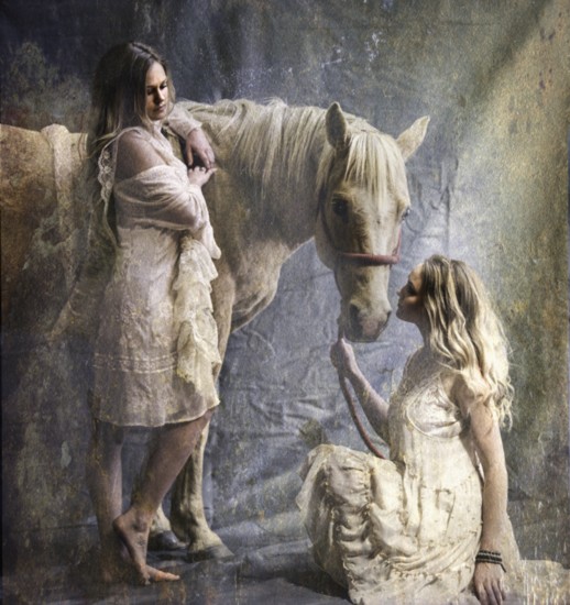 "Sparky and the girls: Family" (the two sisters with the horse) 