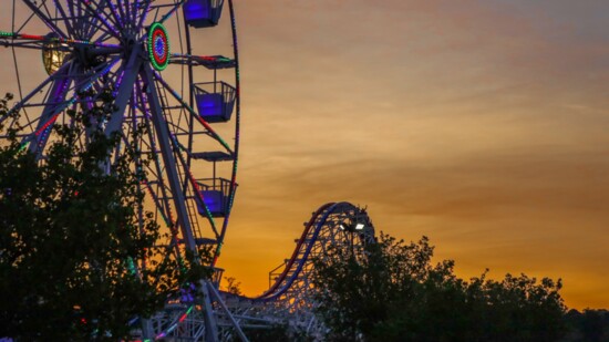 Fun Spot's iconic Ferris Wheel watches over the park's newest attraction, ArieForce One.