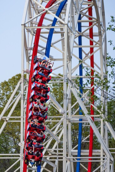 Riders head into the country's first Raven Truss Dive.