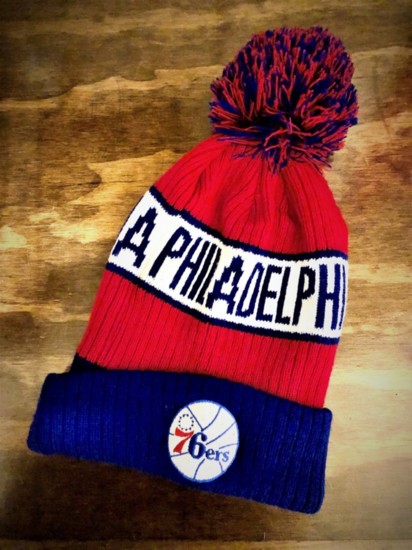 6. Philadelphia 76ers Cuff Knit Hat with Pom, $26.00, Mixed Threads, Peddler’s Village, mixedthreads.net
