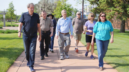 Mayor James Hovland on a walk with community members.