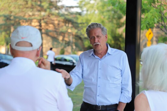 Mayor James Hovland on a walk with community members.