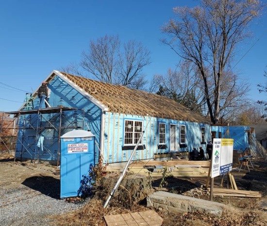 Volunteers help build a single-story Habitat Home in Bridgeport.
