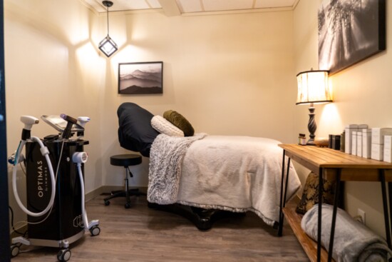 A treatment room at Mon Petit Salon and Med Spa