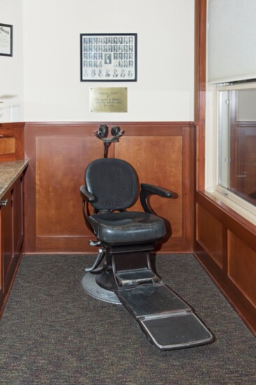 Original dental chair of Dr. Clyde D. Erbeck.
