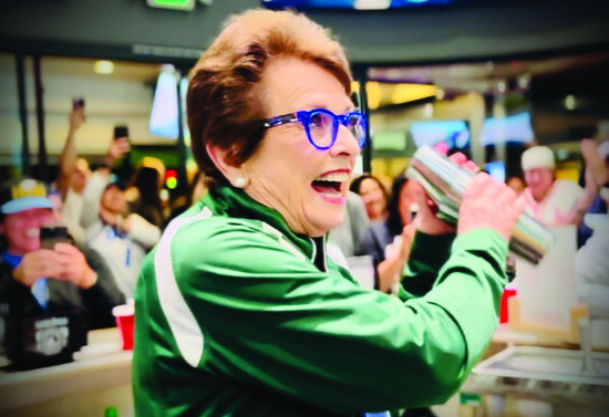 Billie Jean King steps behind the bar to mix her signature cocktail.