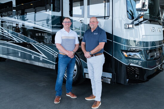 (l to r) Ryan Kelly, General Sales Manager for Beaver Coach Sales and his father, Ty Kelly, owner of Beaver Coach Sales. 