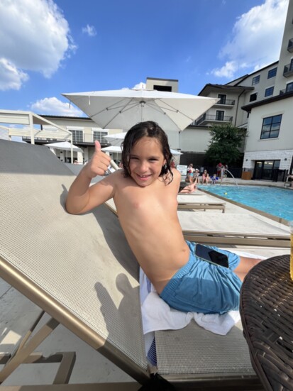 Theo Puga, 8, approves of the Travis Pool.