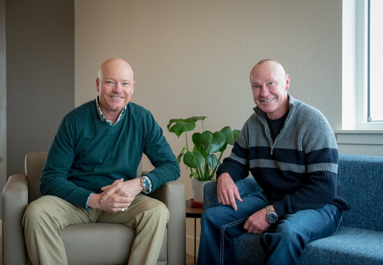 Mark Jacoby (R) joins Eric Hull (L) at Jacoby Meadows, reflecting a shared commitment to community and Johnny's legacy.