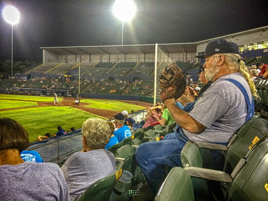 Microwave Dave attending a Huntsville Stars game in 2014