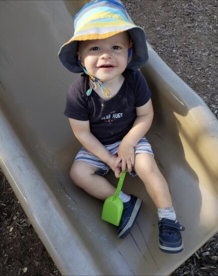 The late Simon Turner on a slide at Baker Park!