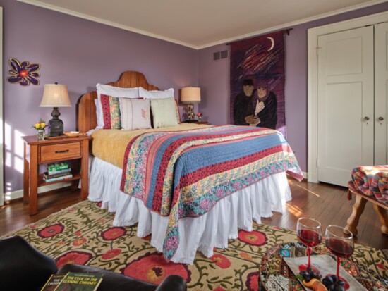 The South Side room is colorful, cozy and inviting.