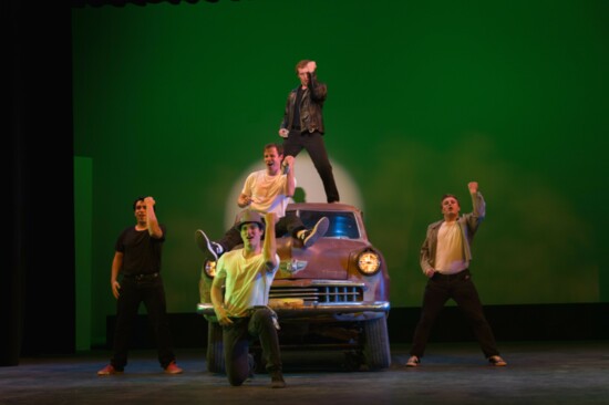 “GREASE”: Pictured From Left Antonio Lovato, Blake Moss, Matthew Nufer, Devin Raymond and Paul Dore; Photo by Ponic Photography