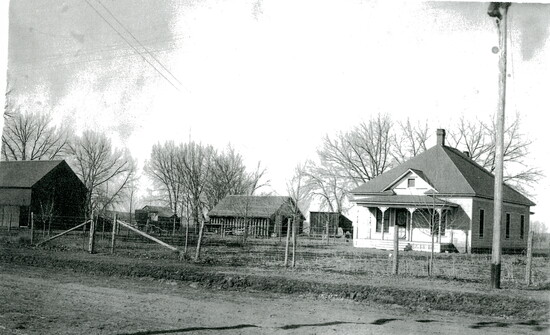 Historic photograph of the Dickey Farmhouse site (c. 1907).