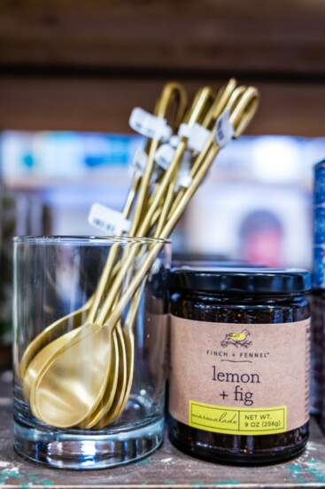 Up her breakfast in bed game, lets be real it only happens a few times a year if she's lucky.  Lemon +Fig Marmalade $11.95  Brass Spoon $5.95