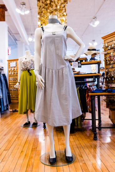 From the Farmers Market to the Shore this dress is the one she reaches for all season.  Midi striped cami top dress $58