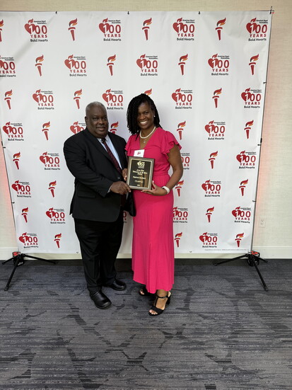 Patrice Bullock accepting a Volunteer of the Year award. Photo courtesy of Patrice Bullock