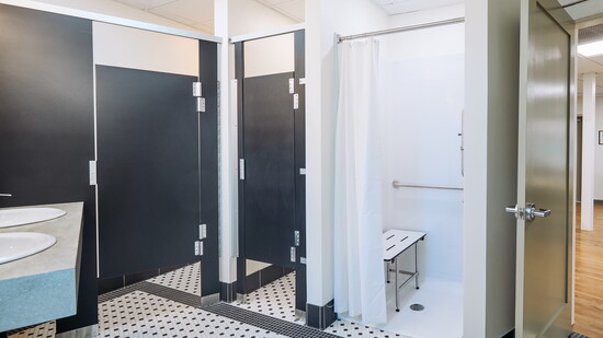 An updated, ADA-compliant bathroom. 