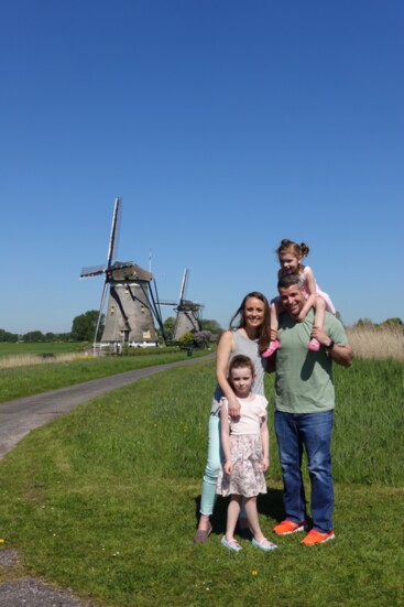 Claudia Dawley with her family on a trip in the Netherlands.  