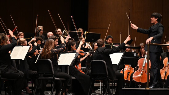 Maestro José Luis Gómez conducts the symphony