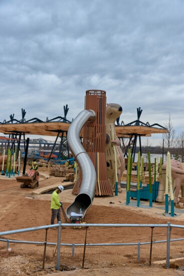 The Active Core of the park includes the play areas, the Sunset Canopy and workout equipment