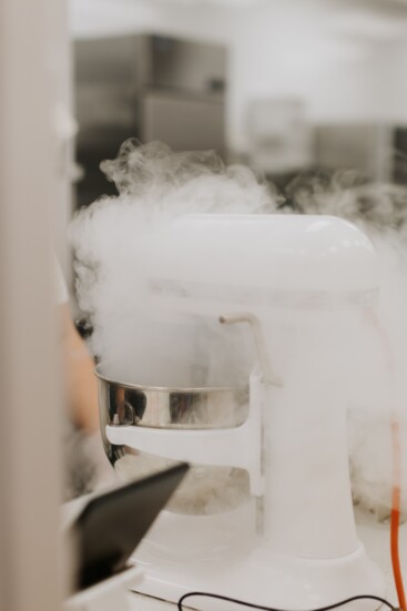 The nitrogen freezing process at Nitro Cream N Crumbz