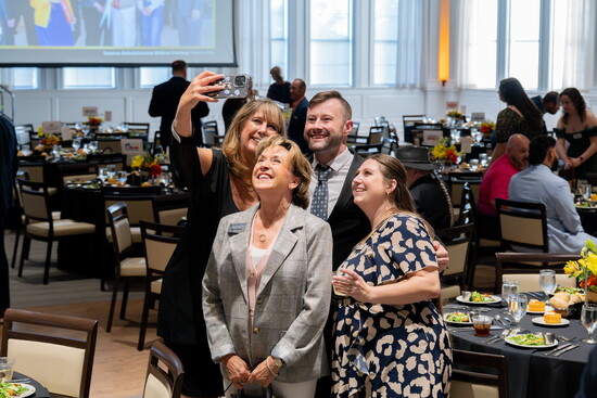 A fun group snapping a photo together